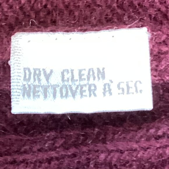 Jones NY Turtle Neck Cable-Knit Sweater Lambswool Angora L Burgundy 319A - Picture 6 of 6
